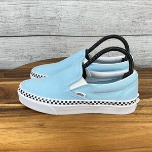 Vans Classic Slip On Check Foxing Light Blue Shoes Women’s Sneaker Size 7